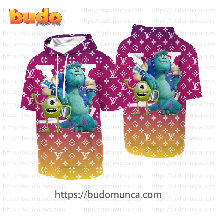 Louisvuitton and monsters university movie hooded short sleeve t-shirt gift uninque for kid man women